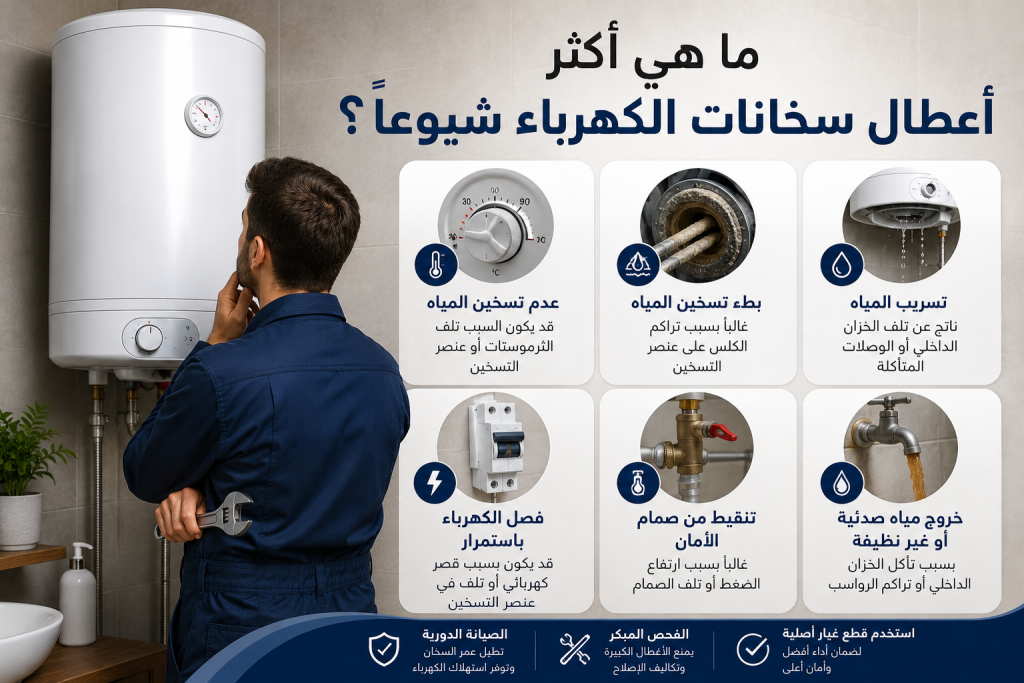أعطال سخانات الكهرباء وأسبابها - دليل التشخيص الكامل 2026