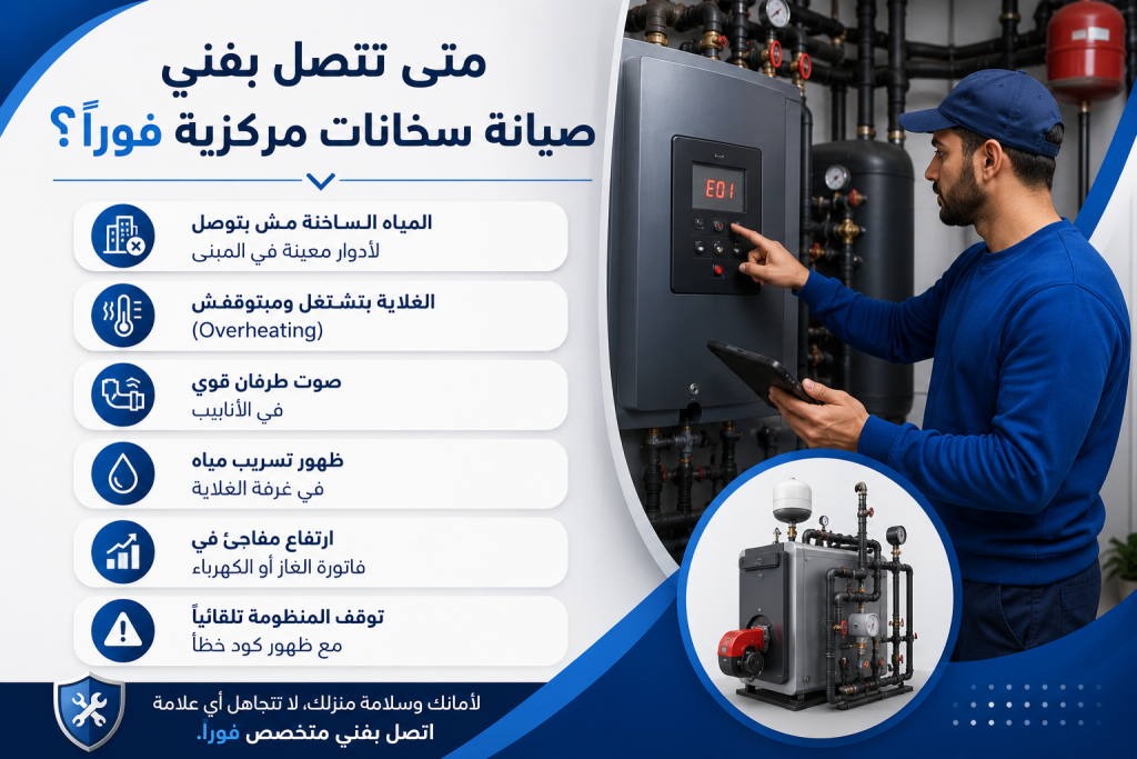 متى تتصل بفني صيانة سخانات مركزية فوراً