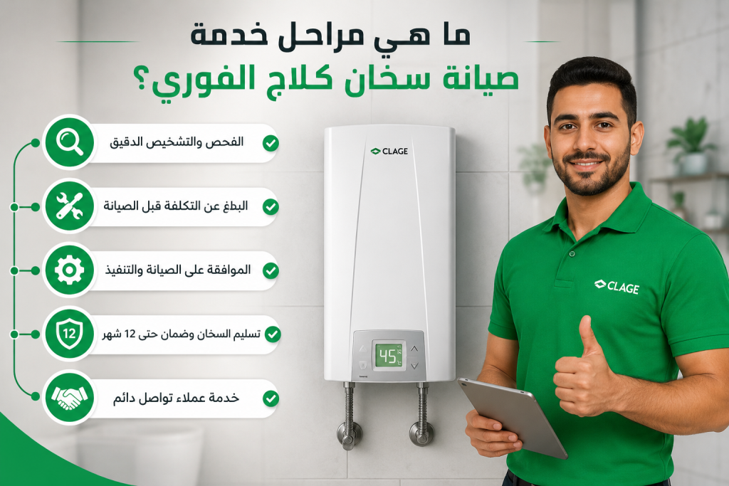 ما هي مراحل خدمة صيانة سخان كلاج الفوري